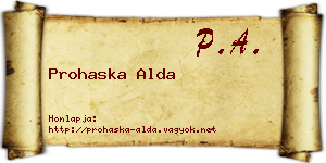 Prohaska Alda névjegykártya